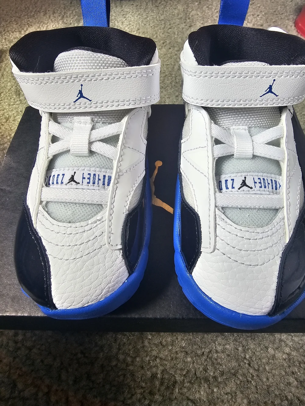 Jordan Kids' White & Blue Basketball Shoes